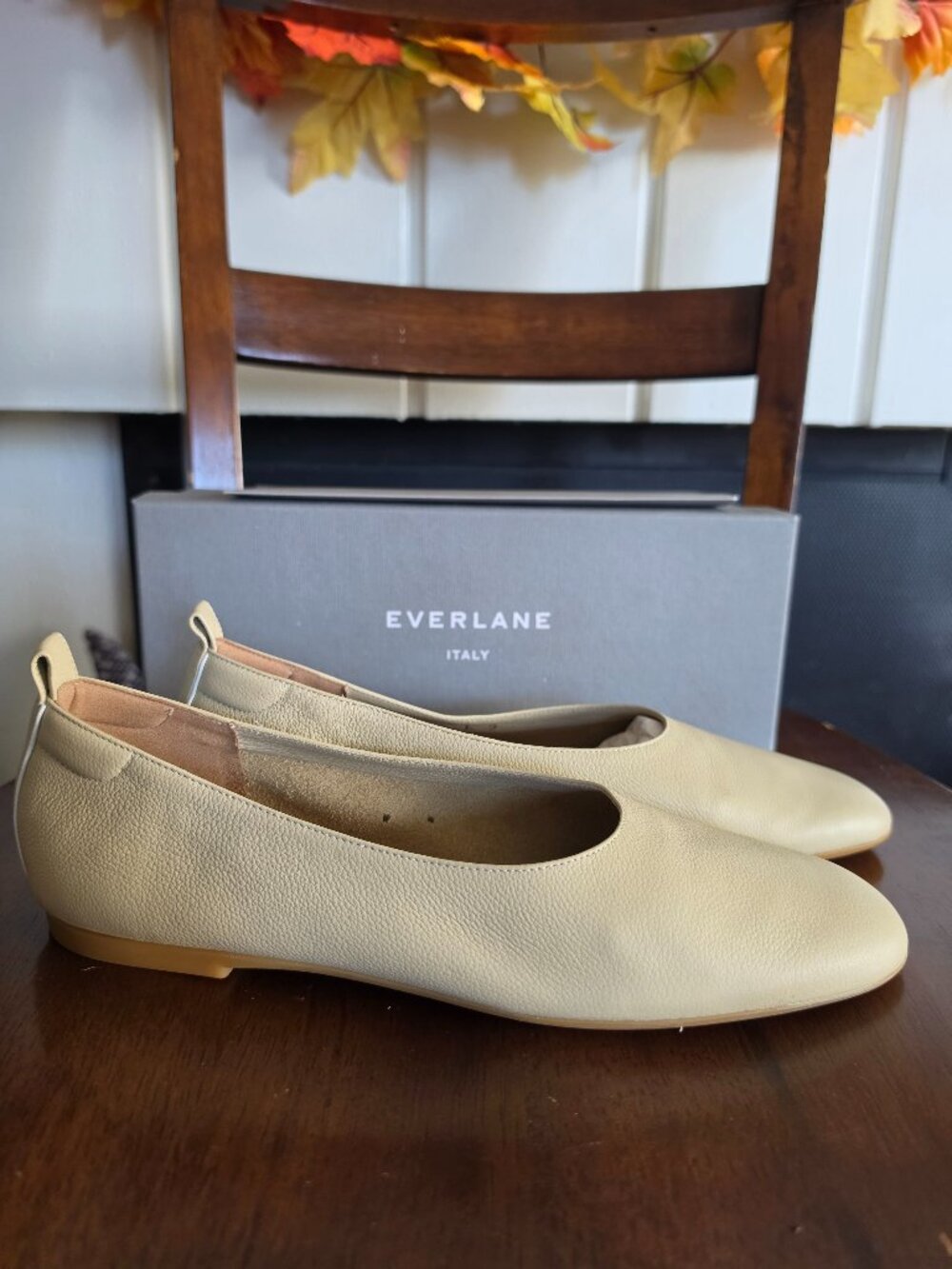 NIB Everlane The Day Glove Cream Leather Ballet Flats Italy Size 9